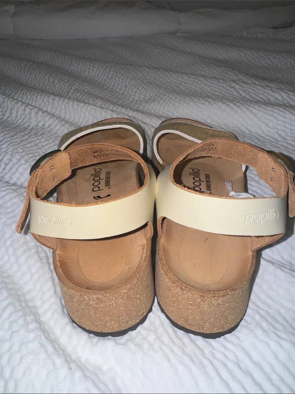 Birkenstock Papillio Raffia Two-Strap Sandals in Cream and Natural